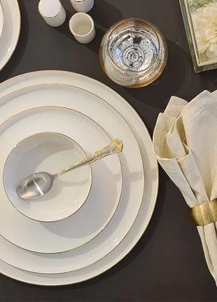 Porland Chopin Gold Banded Dinner Set - 60 Pieces for 12 People