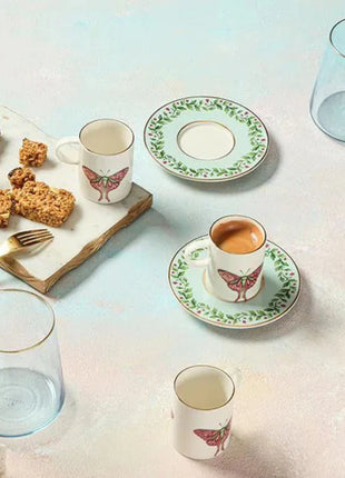 Porland Mirroring Coffee Cup & Saucer Set - 85ml, 12 Pieces