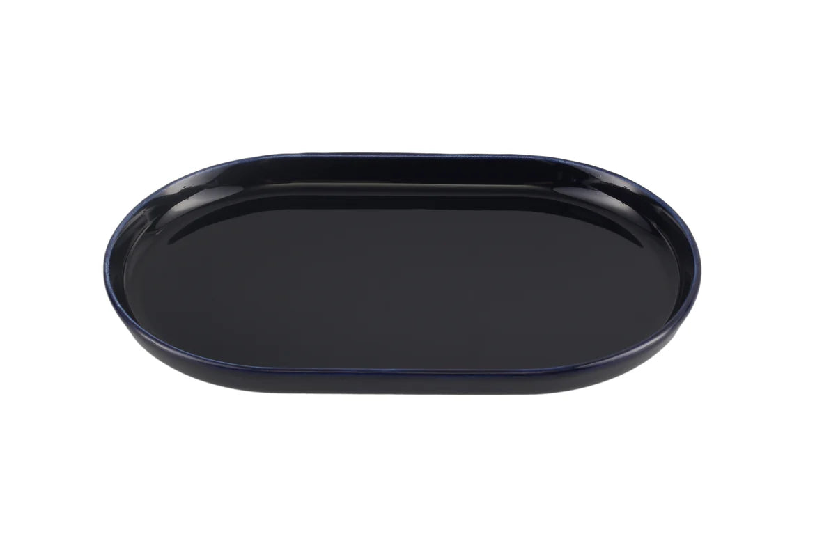 Porland Navy Blue Oval Serving Plate - 32cm