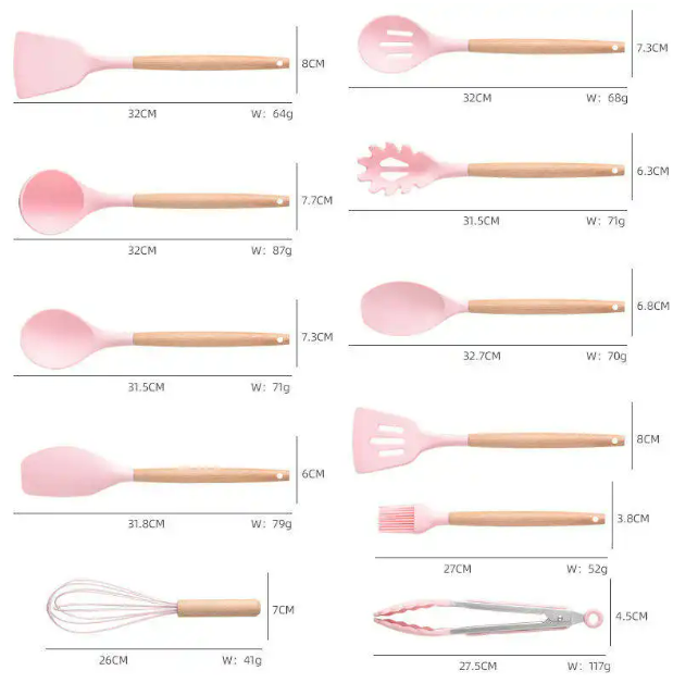 Silicone Kitchen Tools Set (19 Pcs)