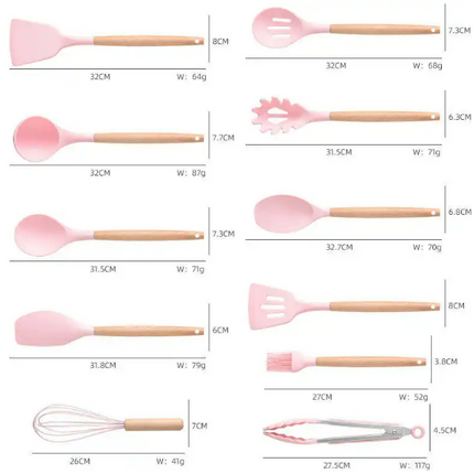 Silicone Kitchen Tools Set (19 Pcs)