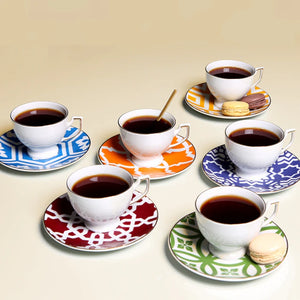 Porland Morocco Coffee Cup & Saucer Set - 12 Pieces, 80ml