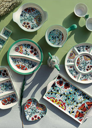 FM Rosa Porcelain Flora Green 11 Pcs Breakfast set