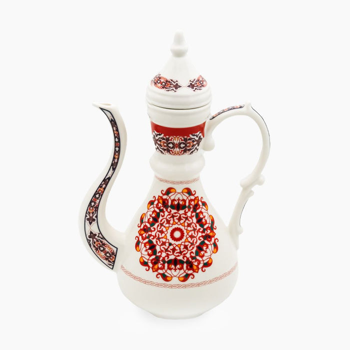 FM Rosa Porcelain Khayameya Red Coffee Pot with Lid (1.4 Liter)