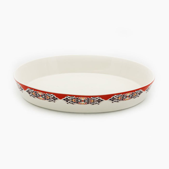 FM Rosa Porcelain Khayameya Red Large Oval Oven Dish (38 cm)