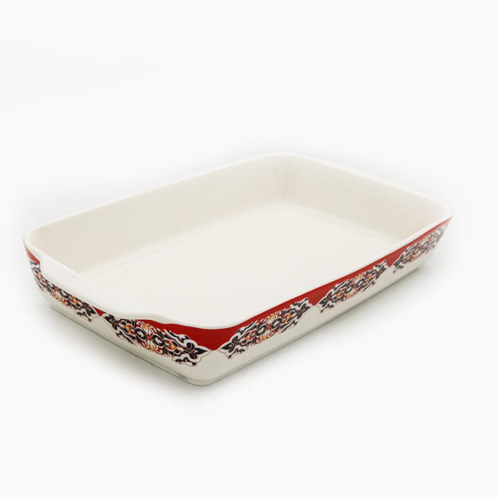 FM Rosa Porcelain Khayameya Red Large Rectangular Oven Dish (37 cm)