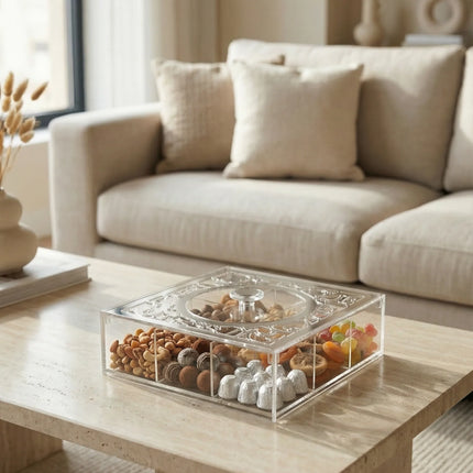 Zee Designs Plexi Glass Arabic Calligraphy 9 Compartments Tea Box