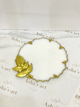 Asha's One white coaster with Gold Details 13cm