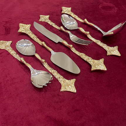 Laila Dine Karo Cutlery Serving Tools Gold  Set of 7