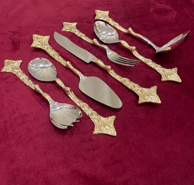 Laila Dine Karo Cutlery Serving Tools Gold  Set of 7
