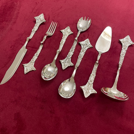 Laila Dine Karo Cutlery Serving Tools Silver Set of 7
