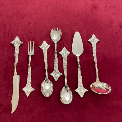Laila Dine Karo Cutlery Serving Tools Silver Set of 7