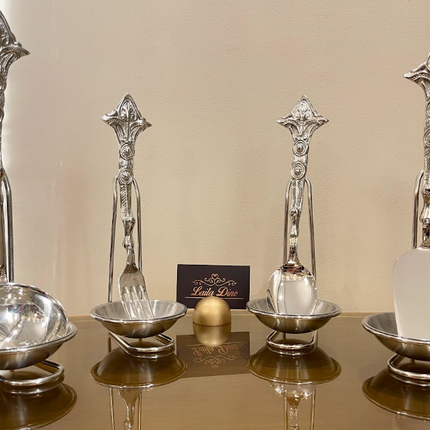 Laila Dine Karo Cutlery Serving Tools Silver Set of 7