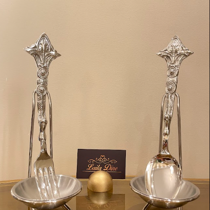 Laila Dine Karo Cutlery Serving Tools Silver Set of 7