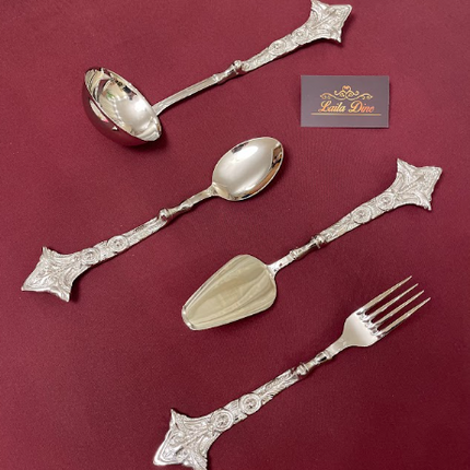 Laila Dine Karo Cutlery Serving Tools Silver Set of 7