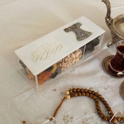 Zee Designs Plexi Glass Kaftan Ramadan Kareem Box with Partitions