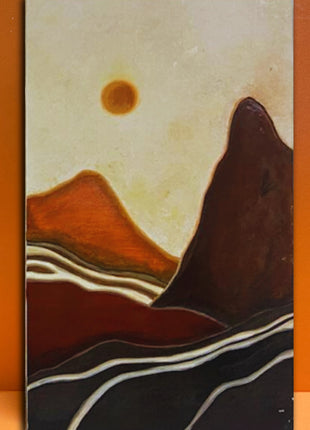 Wasl Sunset Oasis Hand Painted Rectangular Artwork