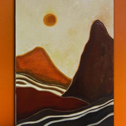 Wasl Sunset Oasis Hand Painted Rectangular Artwork