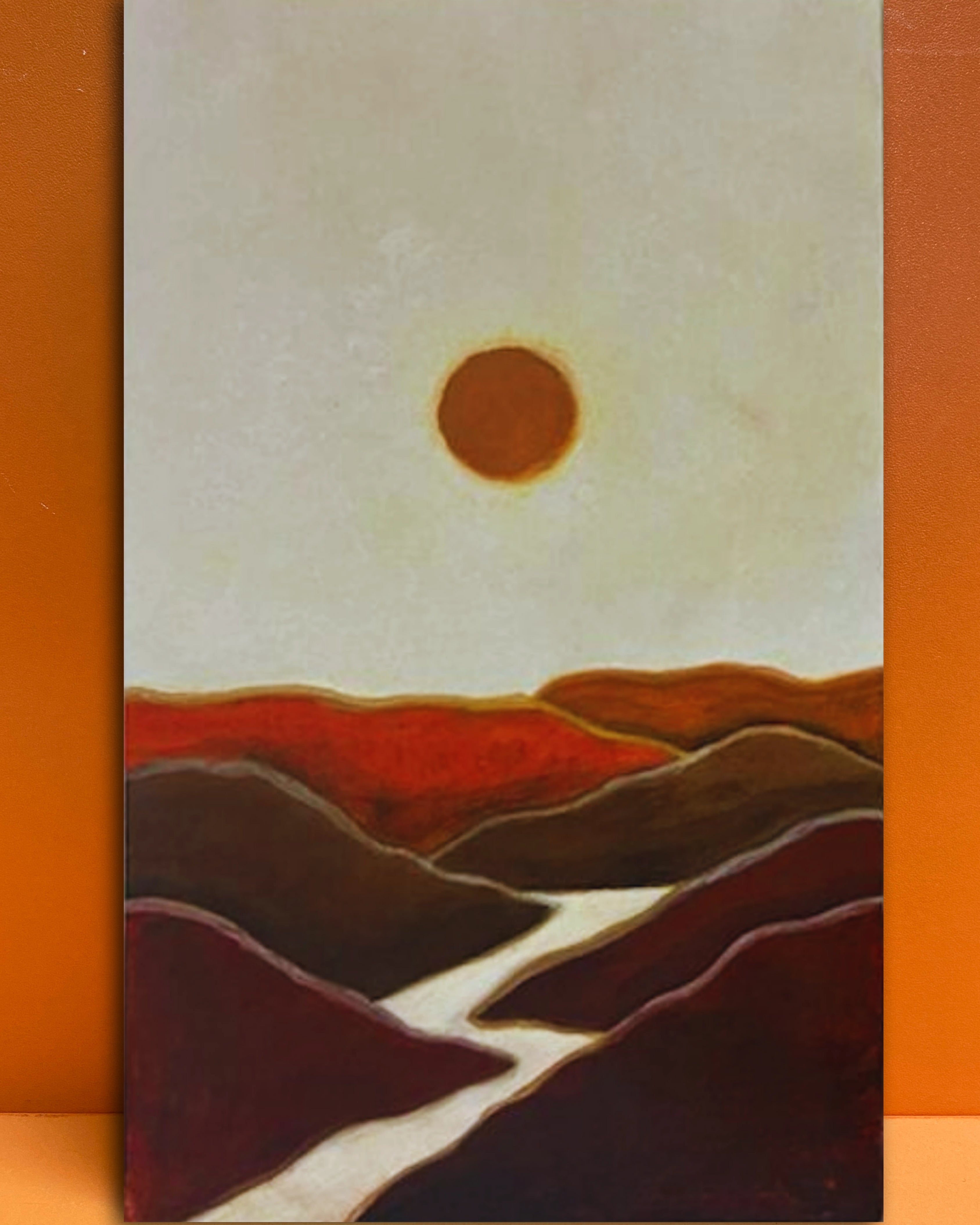 Wasl Sunset Oasis Hand Painted Rectangular Artwork