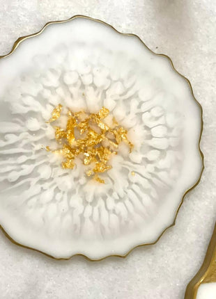 Asha's one Coaster White with Touch of Gold