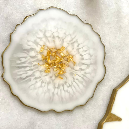 Asha's one Coaster White with Touch of Gold