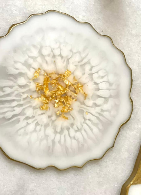 Asha's one Coaster White with Touch of Gold