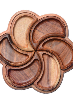 Wooden Serving Platter Flower Shape (30 cm)