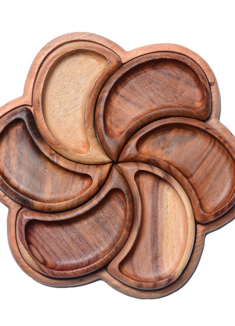Wooden Serving Platter Flower Shape (30 cm)