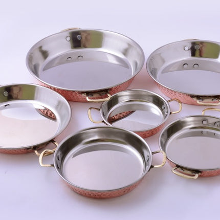Copper Pans (Set of 6)  Size (13,15,17,20,22,24 cm) (Two Handles)