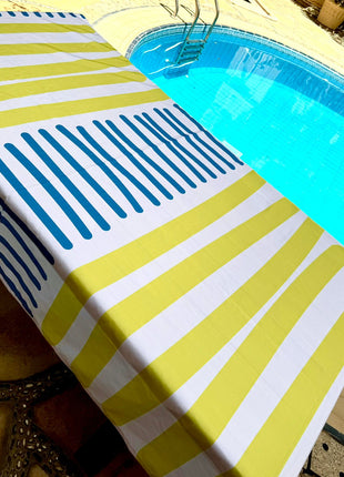 Mantile Cross Strips (Yellow & Blue) Tablecloth.