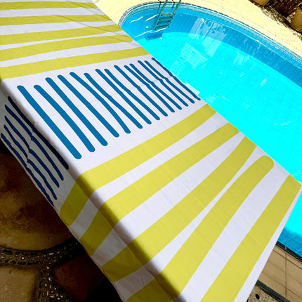 Mantile Cross Strips (Yellow & Blue) Tablecloth.