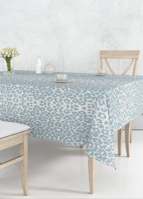 Mantile Light Blue Leopard Tablecloth.