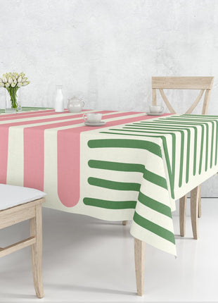 Mantile Cross Strips (Pink & Green) Tablecloth.