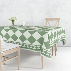 Mantile Light Green Checkered Tablecloth.