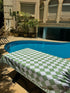 Mantile Light Green Checkered Tablecloth.