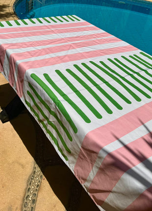Mantile Cross Strips (Pink & Green) Tablecloth.