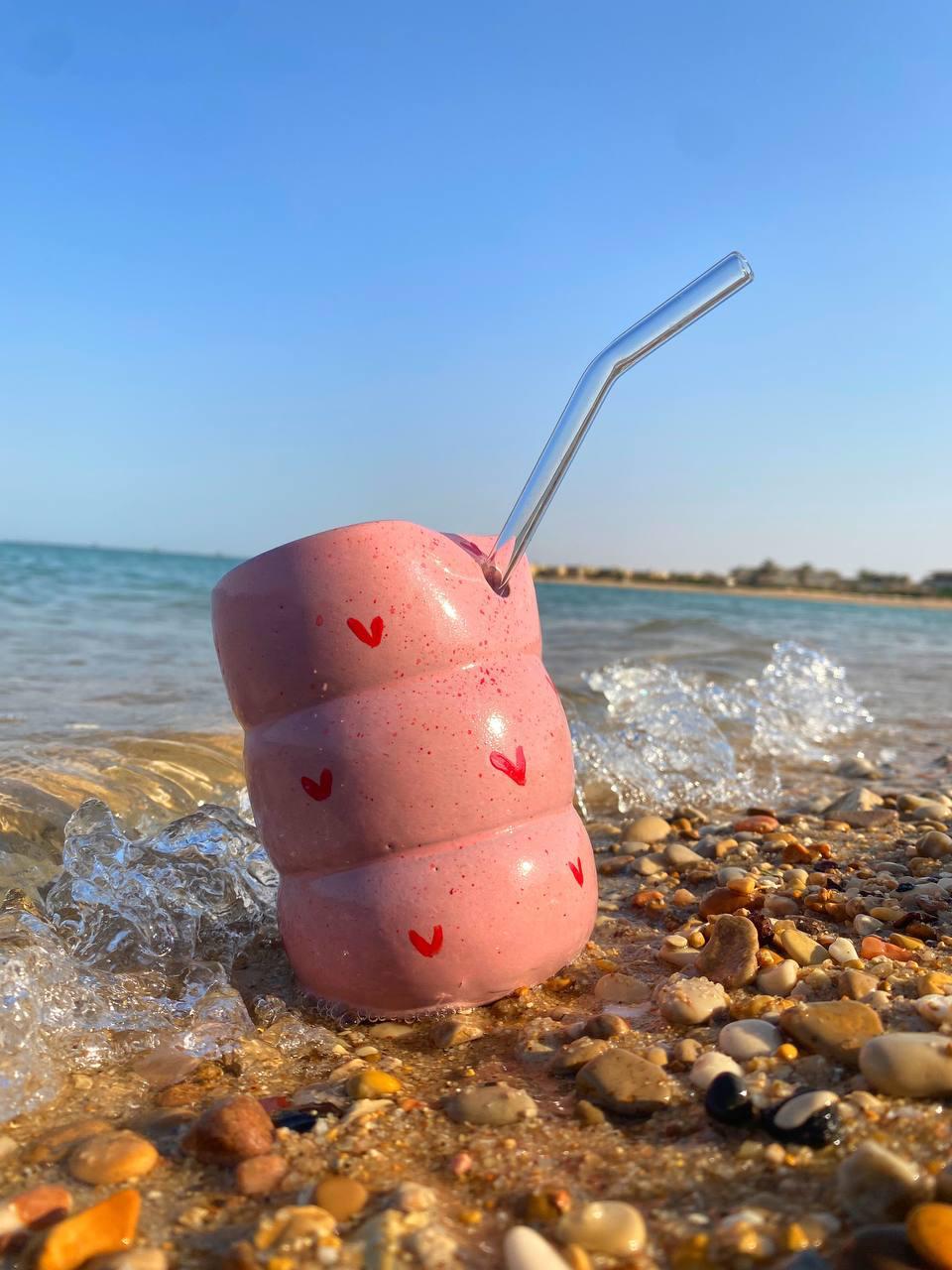 Piece of Sara Ice Cup with Stainless Straw (Hearts)