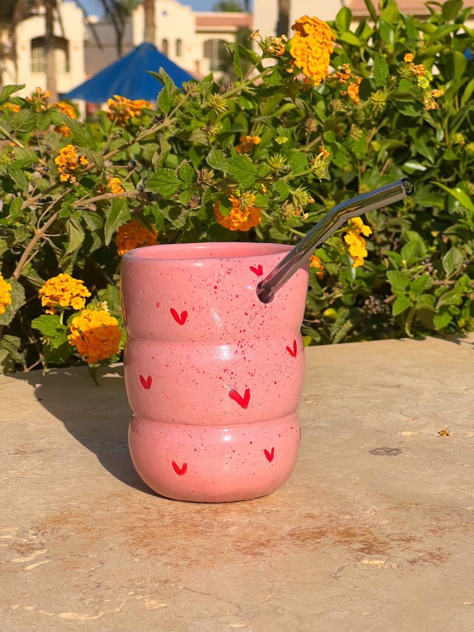 Piece of Sara Ice Cup with Stainless Straw (Hearts)