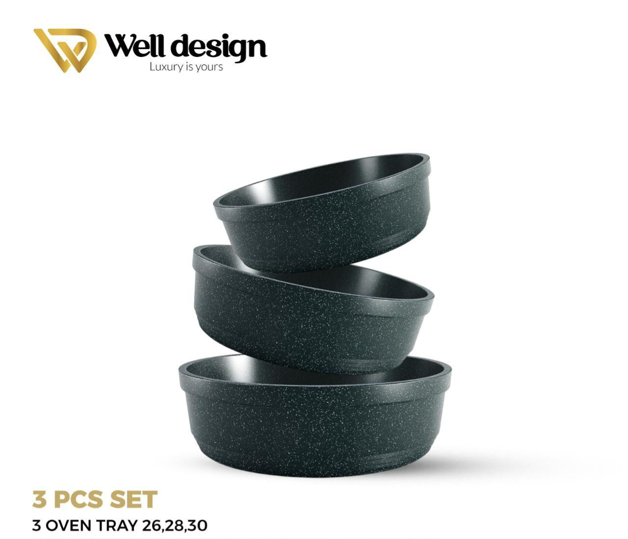 Well Design 3 Pcs Die-Cast Round Oven Tray