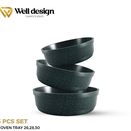 Well Design 3 Pcs Die-Cast Round Oven Tray