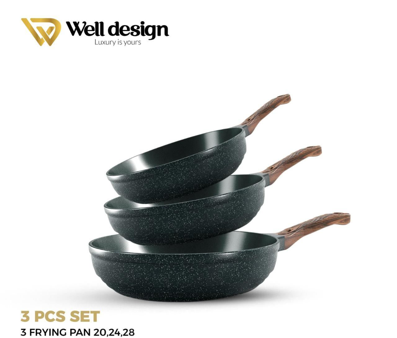 Well Design 3 Pcs Die-Cast Fry Pan Set