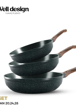 Well Design 3 Pcs Die-Cast Fry Pan Set