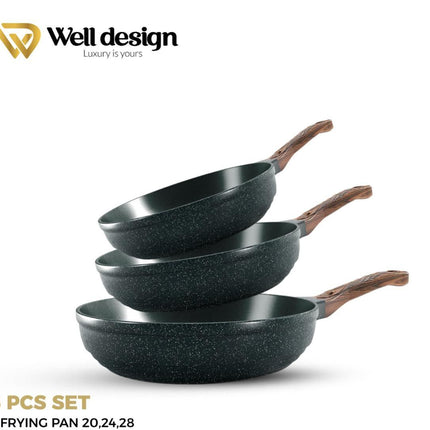 Well Design 3 Pcs Die-Cast Fry Pan Set