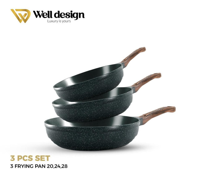 Well Design 3 Pcs Die-Cast Fry Pan Set