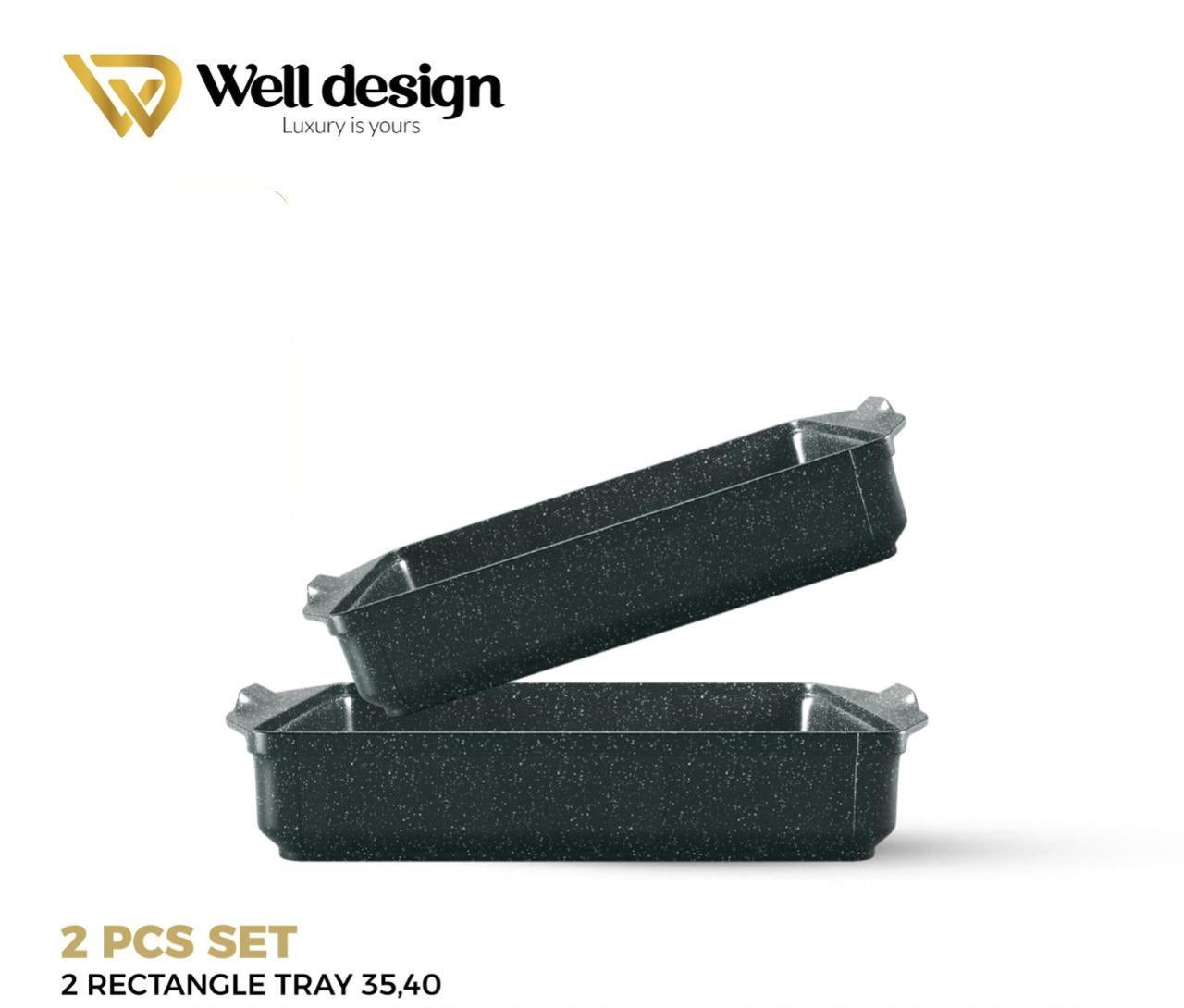 Well Design 2 Pcs Die-Cast Rectangular Oven Tray