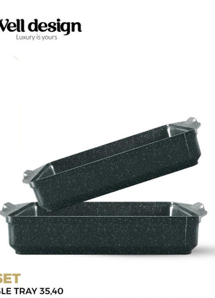 Well Design 2 Pcs Die-Cast Rectangular Oven Tray