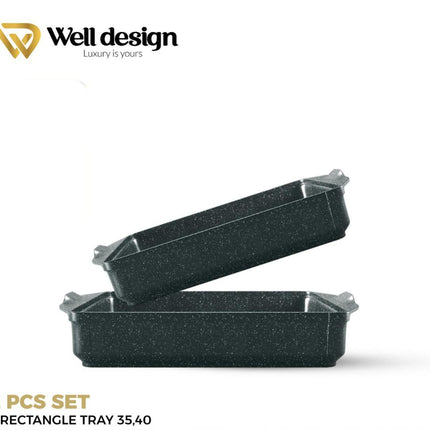 Well Design 2 Pcs Die-Cast Rectangular Oven Tray