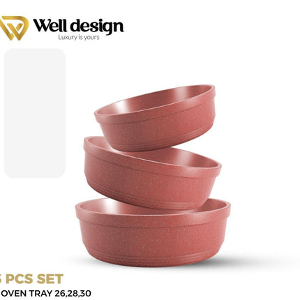 Well Design 3 Pcs Die-Cast Round Oven Tray