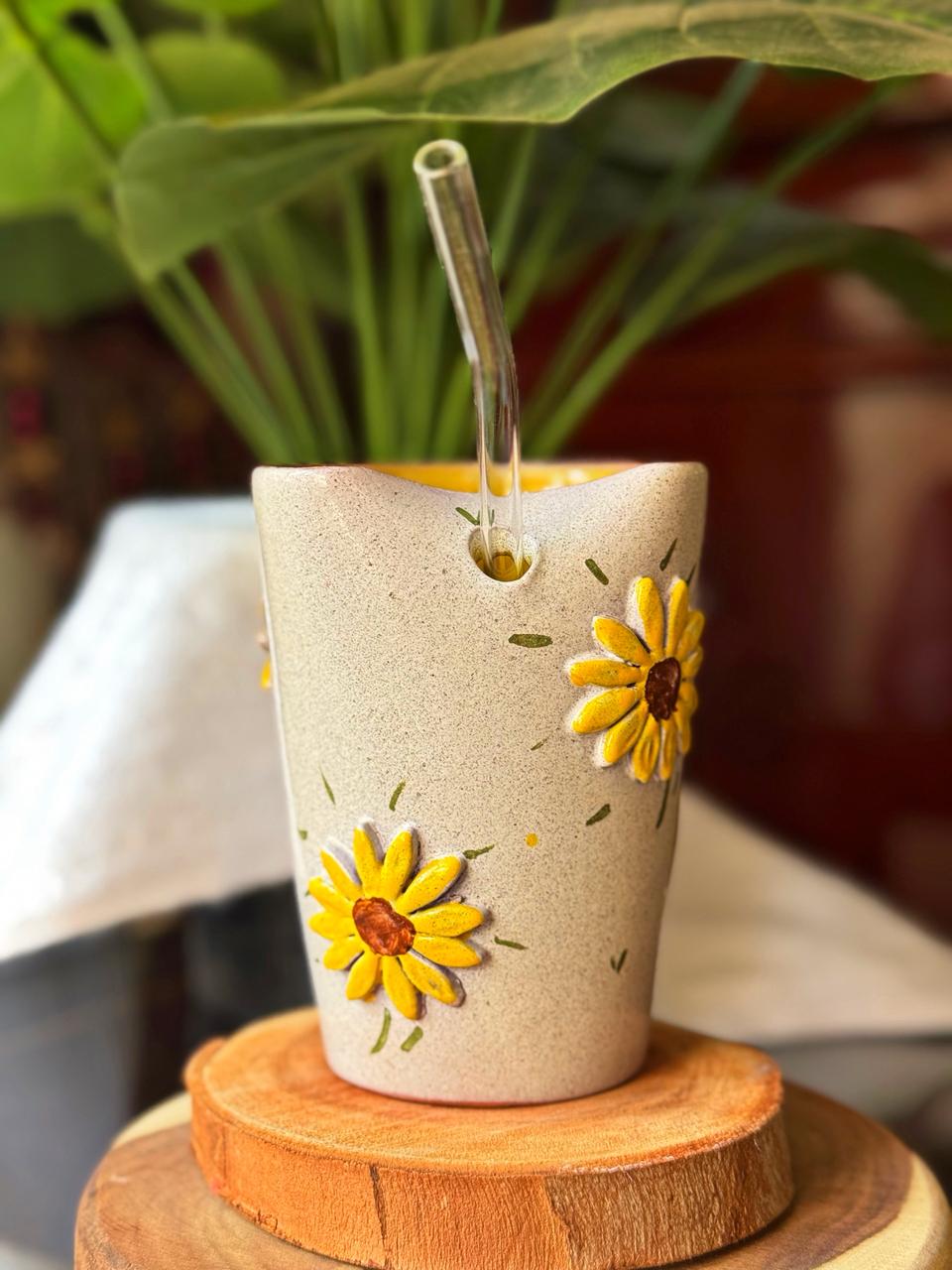 Piece of Sara Sunflower Shines Straw Cup