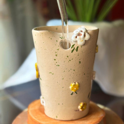 Piece of Sara Beige Floral Straw Cup